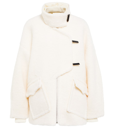 Ganni Wool Drop Shoulder Jacket In Egret