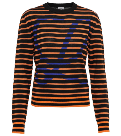 Loewe Black And Orange Stripe Logo Jumper In Multi