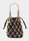Judith Leiber Crystal-net Satin Pouch In Black