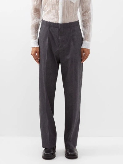 Our Legacy "borrowed Chino" Pinstriped Trousers In Grey