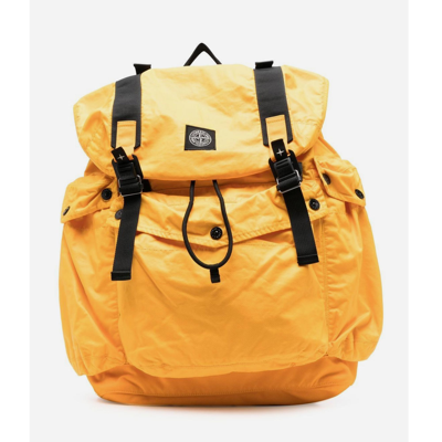Stone Island Compass-patch Drawstring Backpack In Yellow