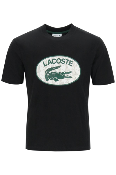 Lacoste Men's Regular Fit Branded Monogram Print T-shirt - S - 3 In Black