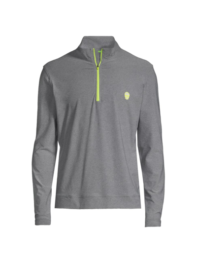 Swag Golf Men's Drop 2.0 Swag Skull Quarter-zip Sweater In Grey Yellow