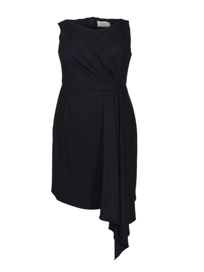 Mayes Nyc Plus Size Adele Draped Sheath Dress In Black Solid