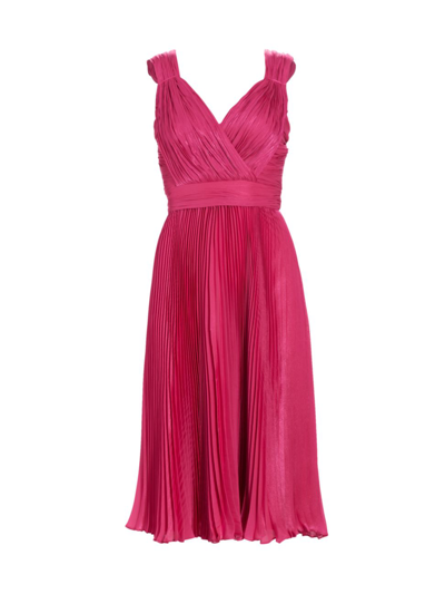 Badgley Mischka Sleeveless Pleated Midi Dress In Pink