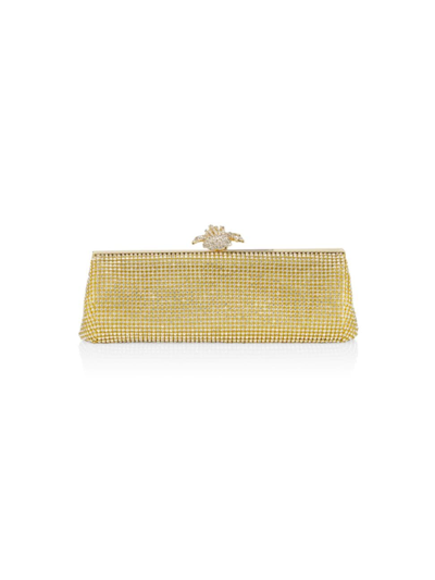 Whiting & Davis Women's Flower Crystal Mesh Clutch In Gold Crystal