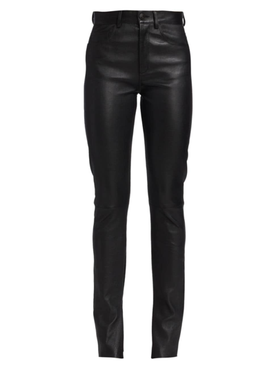 3x1 Women's Kaya Split-cuff Coated Skinny Jeans In Luxe Black