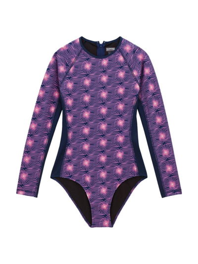 Vilebrequin Hypno Shell Rashguard One-piece Swimsuit In Blue