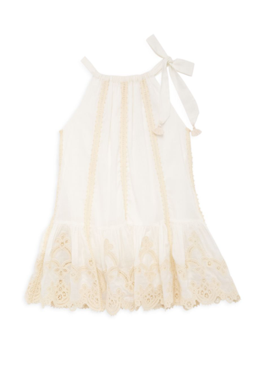 Zimmermann Kids' Clover Lace-trimmed Cotton Dress In White