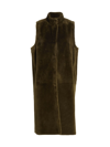 Maximilian Reversible Shearling Lamb Vest In Olive