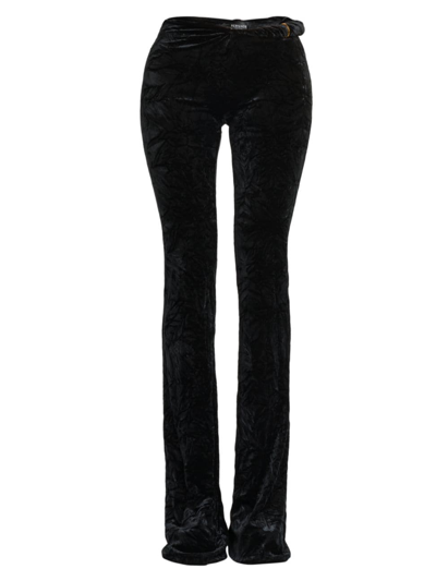Versace Women's Crushed Velvet Skinny Pants In Black