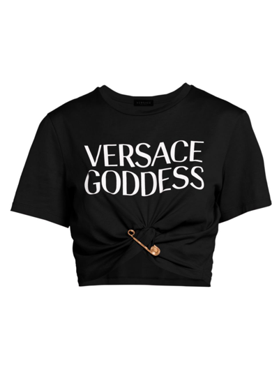 Versace Women's Goddess Safety Pin T-shirt In Black
