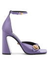 Versace Women's Medusa Coin Satin Ankle-strap Sandals In Orchid