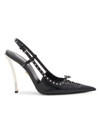 Versace Laced Pin-point Leather Slingback Pump In Black