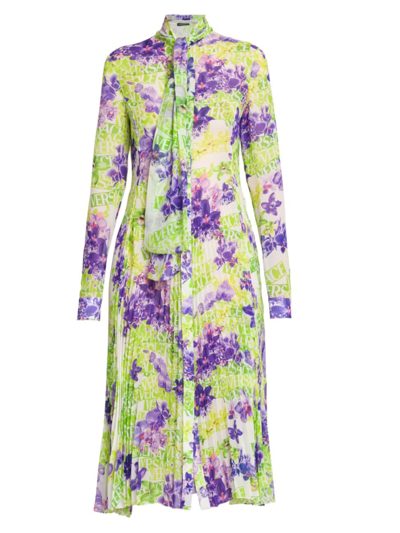 ワンピース VERSACE ORCHID LOGO DRESS Versace Logo Orchid Midi Shirt Dress, Female, Black+print