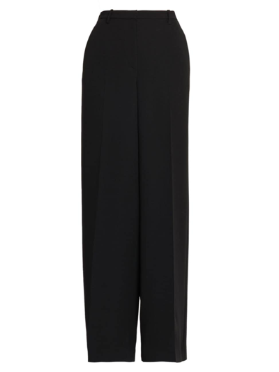 Versace Women's Wide-leg Wool Trousers In Black