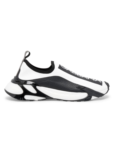 Dolce & Gabbana Men's Fast Logo Pull-on Sneakers In White Black White