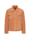 Cole Haan Men's Suede Trucker Jacket In Cognac