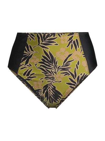 Tanya Taylor Women's Kaia Palm High Rise Bikini Bottoms In Avocado Multi