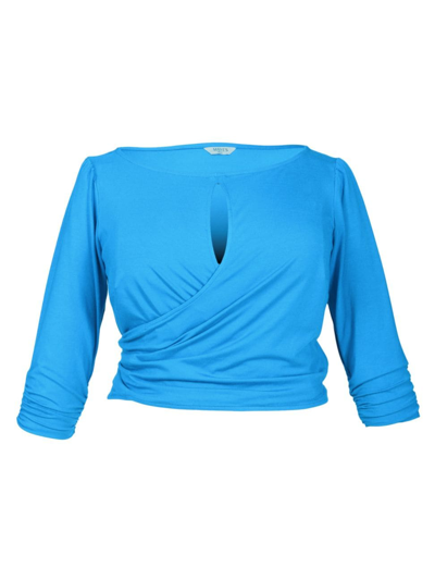 Mayes Nyc Women's Tamara Keyhole Wrap Top In Mykonos Blue Solid