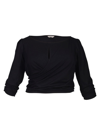 Mayes Nyc Plus Size Tamara Knit Keyhole Wrap Top In Black Solid