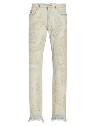 Alyx Men's Destroyed Distressed Straight-leg Jeans In Neutrals