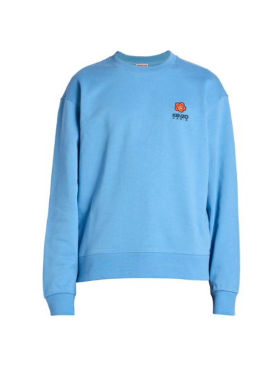 Kenzo Men's Crest Classic Logo Cotton Sweatshirt In Baby Blue