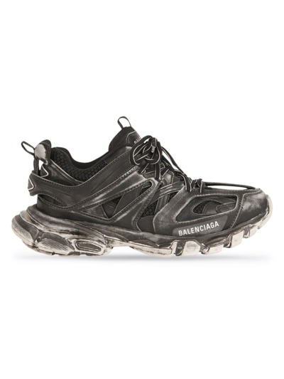 Balenciaga Track Faded Sneakers In Mesh And Nylon In Black