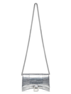 BALENCIAGA WOMEN'S HOURGLASS WALLET WITH CHAIN METALLIZED CROCODILE EMBOSSED WITH RHINESTONES