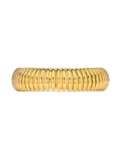 Balenciaga Rib Engraved-logo Choker In Shiny Gold