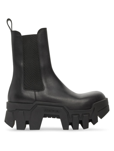 Balenciaga Bulldozer Leather Platform Chelsea Boots In Black