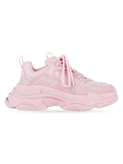 Balenciaga Men's Triple S Sneaker Allover Logo In Pink White