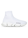 Balenciaga Men's Speed 2.0 Clear Sole Recycled Knit Sneakers In White