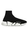 Balenciaga Men's Speed 2.0 Clear Sole Recycled Knit Sneakers In Black