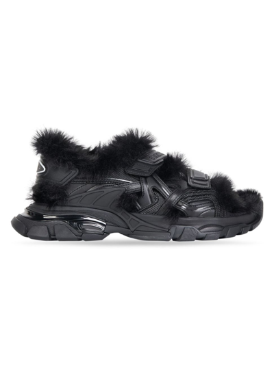 Balenciaga Men's Track Sandale Fake Fur In Black | ModeSens