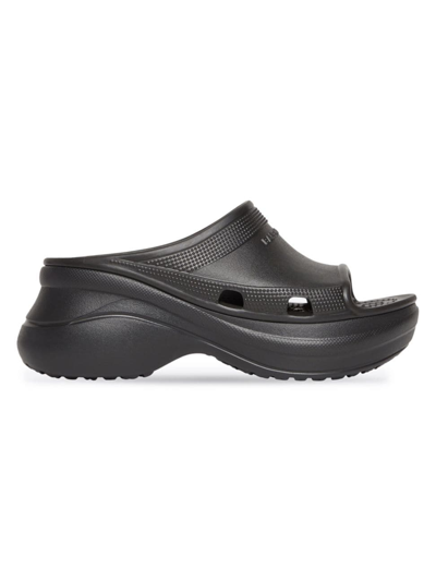Balenciaga X Crocs Platform Pool Slides In Black