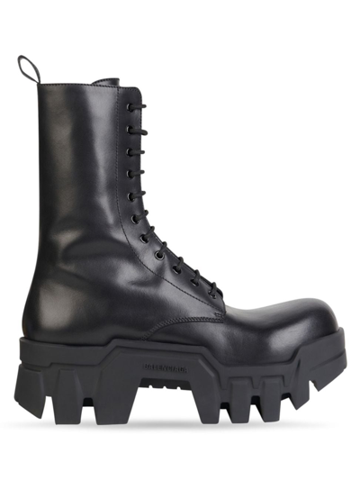 Balenciaga Men's Bulldozer Lug-sole Combat Boots In Black