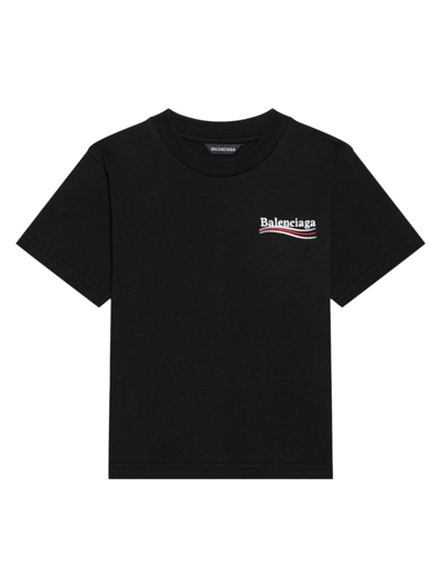 Balenciaga Embroidered Cotton T-shirt In Black
