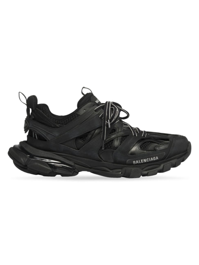 Balenciaga Track.3 Distressed Mesh And Nylon Sneakers In Black