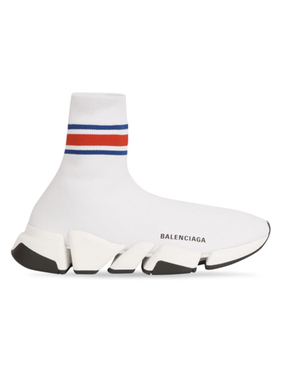 Balenciaga Men's Speed 2.0 Recycled Knit Sneaker In White Multicolor