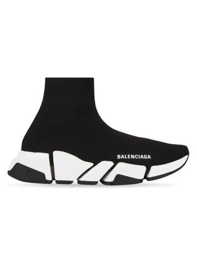 Balenciaga Speed Knitted Sock-style Sneakers In Black White