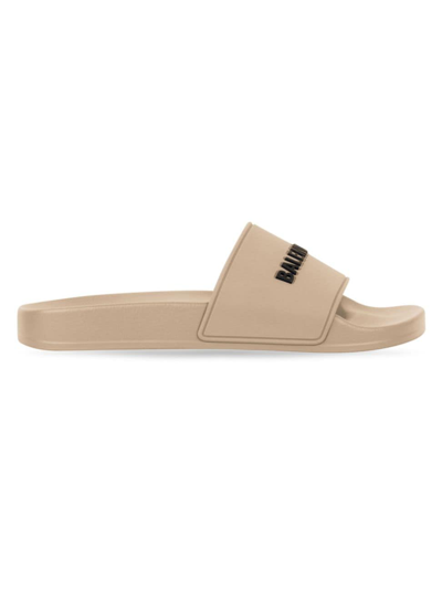 Balenciaga Men's Pool Slide Sandals In Neutral
