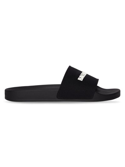 Balenciaga 3d Logo Rubber Pool Slide Sandal In Black