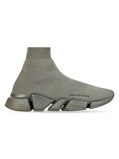 Balenciaga Men's Speed 2.0 Monocolor Recycled Knit Sneakers In Dark Kaki
