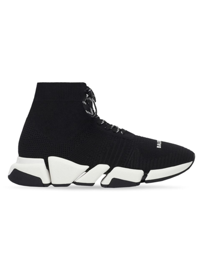 Balenciaga Men's Speed 2 0 Lace Up Sneaker In Black White Black