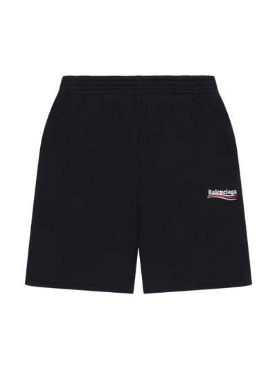 Balenciaga Black Kid Sports Shorts With Political Campaign Logo