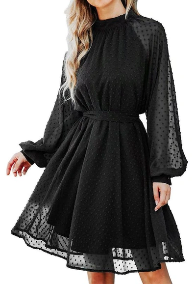 Anna-kaci Mesh Sleeve Tie Back Dress In Black