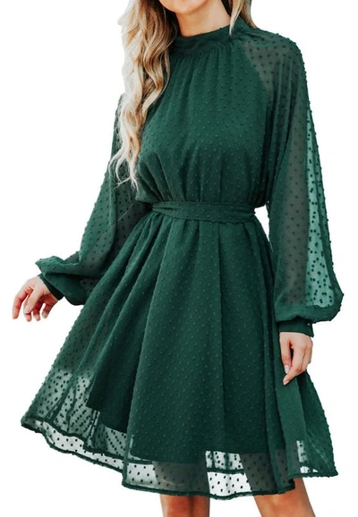 Anna-kaci Mesh Sleeve Tie Back Dress In Green
