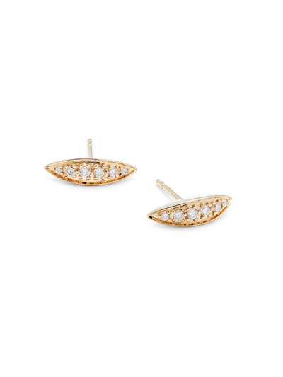 Sydney Evan Women's 14k Yellow Gold & 0.17 Tcw Diamond Leaf Stud Earrings