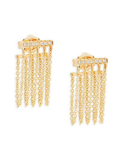Sydney Evan Women's 14k Yellow Gold & 0.06 Tcw Diamond Bar Chain Earrings